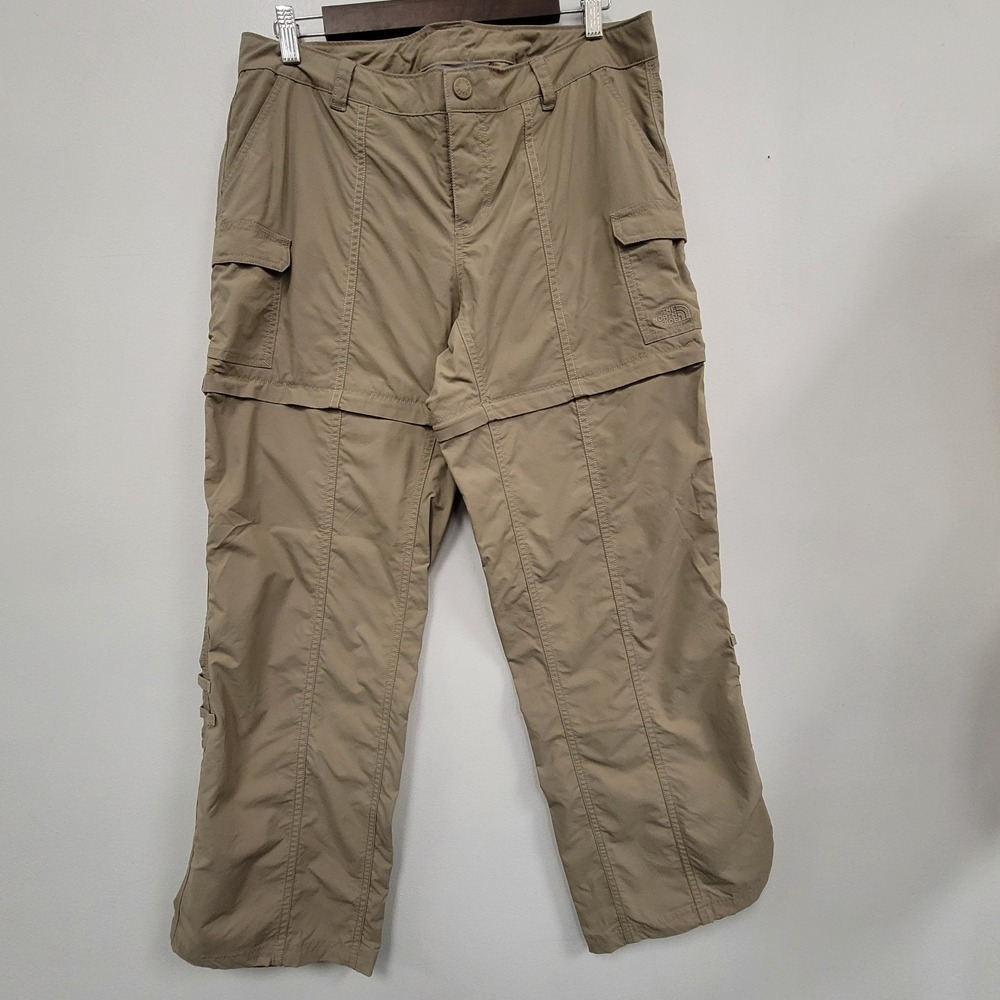 North Face Womens Nylon Convertible Zip‎ Off Hiking Pants Size 12 Beige Outdoors
